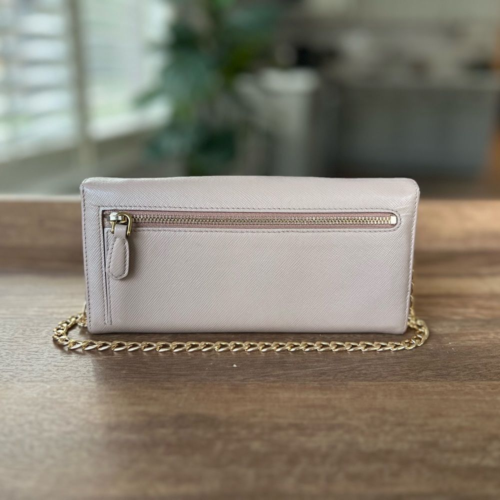 Authentic, Prada Saffiano Clutch Wallet on Chain - Cameo - Picture 3 of 3